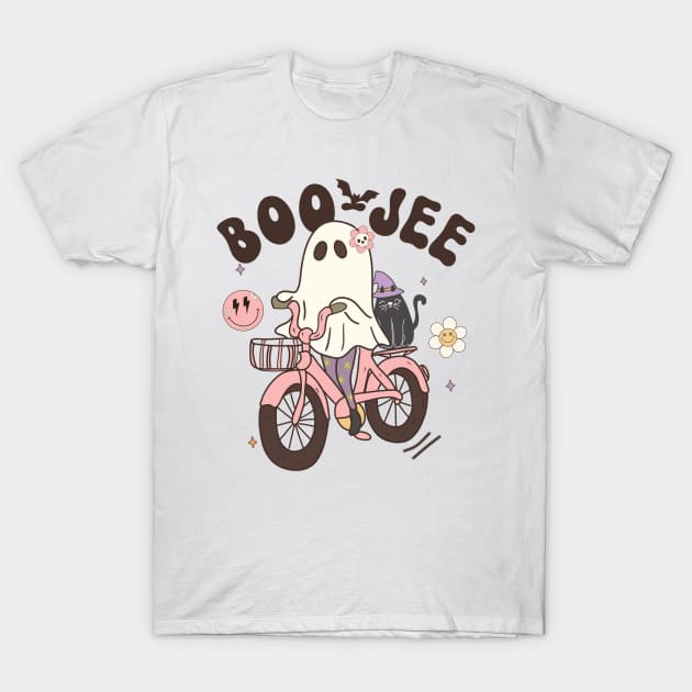 Funny Boo jee Vintage Halloween Design Groovy - Ghost Halloween Costume Present Idea For Girls T-Shirt by Arda